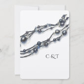 Elegante Navy Blue Pearl Waterverf Modern Wedding Kaart (Achterkant)