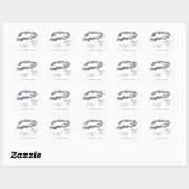 Elegante Navy Blue Pearl Waterverf Modern Wedding Ronde Sticker (Vel)