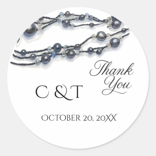 Elegante Navy Blue Pearl Waterverf Modern Wedding Ronde Sticker (Voorkant)
