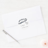 Elegante Navy Blue Pearl Waterverf Modern Wedding Ronde Sticker (Envelop)