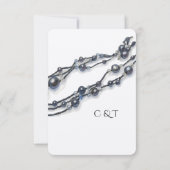 Elegante Navy Blue Pearl Waterverf Modern Wedding RSVP Kaartje (Achterkant)