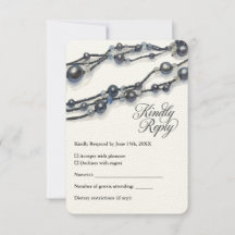Elegante Navy Blue Pearl Waterverf Modern Wedding
