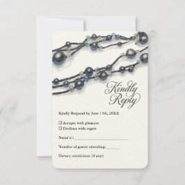 Elegante Navy Blue Pearl Waterverf Modern Wedding RSVP Kaartje