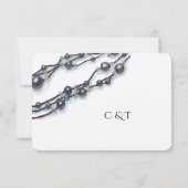 Elegante Navy Blue Pearl Waterverf Modern Wedding RSVP Kaartje (Achterkant)