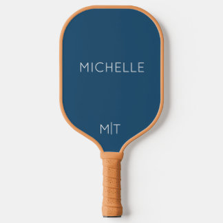 Elegante Navy Blue Persoonlijke Naam en Monogram Pickleball Paddle