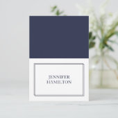 Elegante Navy Blue plaatskaart (Staand voorkant)