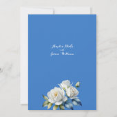 Elegante Navy Blue Roos Bloemen Border Wedding Kaart (Achterkant)