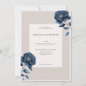 Elegante Navy Blue Roos bruiloft Kaart (Achterkant)