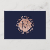 Elegante Navy Blue Roos Gold Floral Gift Registry Informatiekaartje (Achterkant)