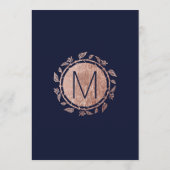 Elegante Navy Blue Roos Gold Floral Wedding Progra Programmakaart (Achterkant)