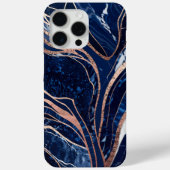 Elegante Navy Blue Roos Gold marmer Case-Mate iPhone Case (Achterkant)