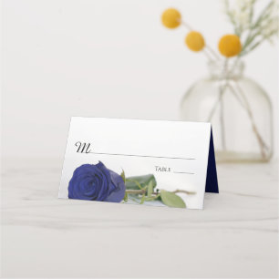 Elegante Navy Blue Roos Wedding Write-In Plaatskaartje