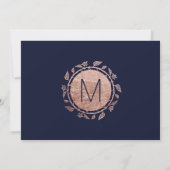 Elegante Navy Blue Roze Gouden Bloemige Save the D Date (Achterkant)