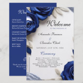 Elegante Navy Blue Rozen & Silver Glitter Wedding (Voorkant / Achterkant)