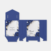Elegante Navy Blue Rozen & Silver Glitter Wedding Bedankdoosjes (Uitgevouwen)