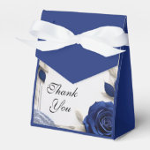 Elegante Navy Blue Rozen & Silver Glitter Wedding Bedankdoosjes (Voorkant Zijde)