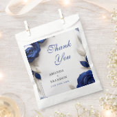 Elegante Navy Blue Rozen & Silver Glitter Wedding Bedankzakje (Geknipt)