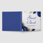 Elegante Navy Blue Rozen & Silver Glitter Wedding Gastenboek (Volledig)