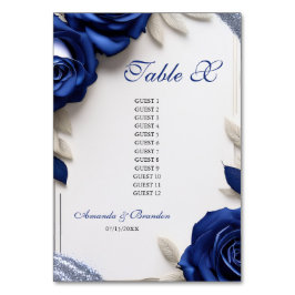 Elegante Navy Blue Rozen & Silver Glitter Wedding Kaart