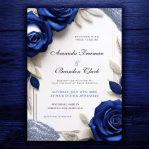 Elegante Navy Blue Rozen & Silver Glitter Wedding