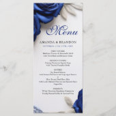 Elegante Navy Blue Rozen & Silver Glitter Wedding Menu (Voorkant)