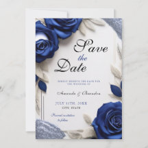 Elegante Navy Blue Rozen & Silver Glitter Wedding