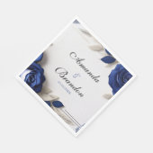Elegante Navy Blue Rozen & Silver Glitter Wedding Servet (Hoek)
