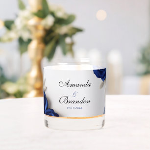 Elegante Navy Blue Rozen & Silver Glitter Wedding Whisky Glas