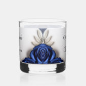 Elegante Navy Blue Rozen & Silver Glitter Wedding Whisky Glas (Rechts)