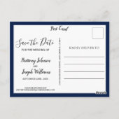 Elegante Navy Blue Save the Date Fotocollage | Briefkaart (Achterkant)