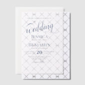 Elegante Navy Blue Script Grote namen bruiloft Vellum Uitnodigingen (Offset (Uitnodiging))