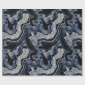 Elegante Navy Blue & Silver Glitter Agaat Verjaard Cadeaupapier (Vlak)