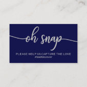 Elegante Navy Blue Silver Oh Snap Hashtag Visitekaartje (Achterkant)