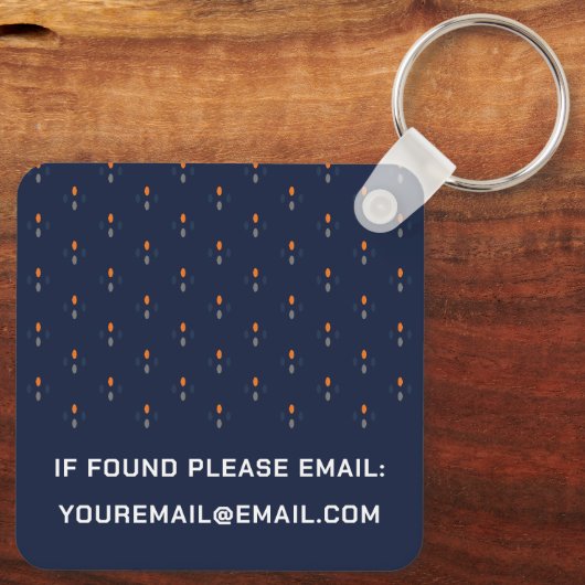 Elegante Navy Blue Sleutelhanger met Monogram (Achterkant)