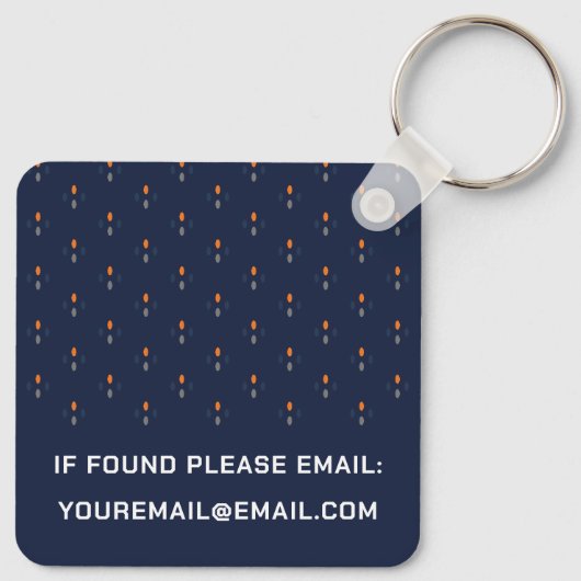 Elegante Navy Blue Sleutelhanger met Monogram (Achterkant)