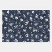Elegante Navy Blue Snowflake Kerstmis Inpakpapier Vel (Voorkant)