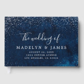 Elegante Navy Blue Sparkle Wedding Gastenboek (Voorkant)