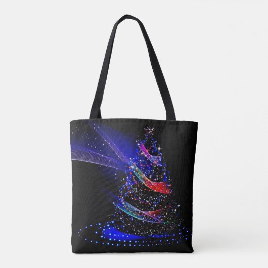 Elegante Navy Blue Starry kerstboom Tote Bag (Achterkant)