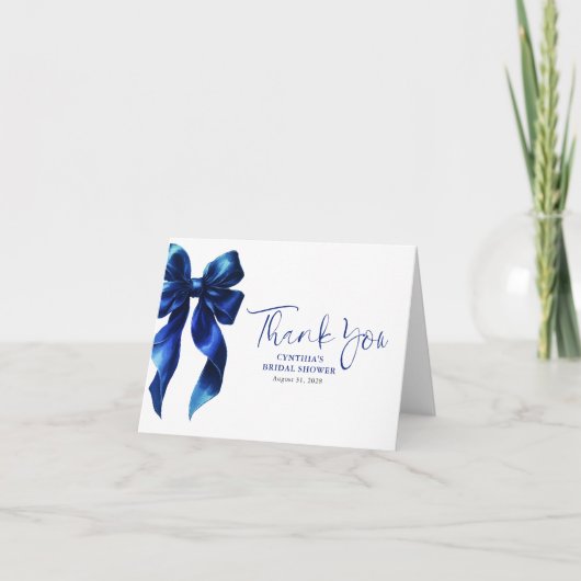 Elegante Navy Blue Strik Geschenk Bruiloft Bedanke Bedankkaart (Voorkant)