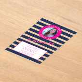 Elegante Navy Blue Stripe 30e verjaardag uitnodigi Acryl Uitnodigingen (Laagn)