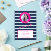 Elegante Navy Blue Stripe 30e verjaardag uitnodigi Acryl Uitnodigingen (Insitu (Huwelijk))