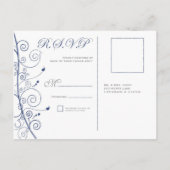 Elegante Navy Blue Swirl Invitation RSVP-Briefkaar Uitnodiging Briefkaart (Achterkant)