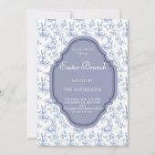 Elegante Navy Blue Toile Paasbrunch Kaart (Voorkant)