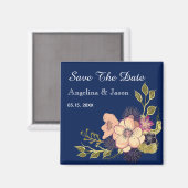 Elegante Navy Blue Trouw Save The Date Magneet (Voorkant / Achterkant)
