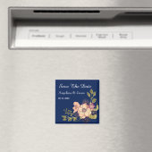 Elegante Navy Blue Trouw Save The Date Magneet (Insitu (Vaatwasser))