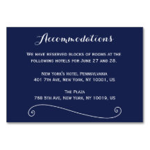 Elegante Navy Blue Trouwaccommodatiekaarten