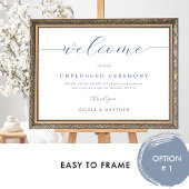 Elegante Navy Blue Unplugged Wedding Welkomstbord Poster