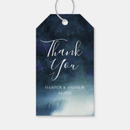 Elegante Navy Blue Waterverf | Bedankt voor je fav Cadeaulabel