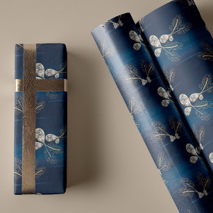 Elegante Navy Blue Waterverf Pijnnaalden & Juwelen Cadeaupapier