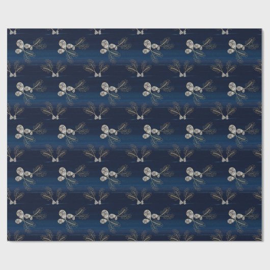 Elegante Navy Blue Waterverf Pijnnaalden & Juwelen Cadeaupapier (Vlak)